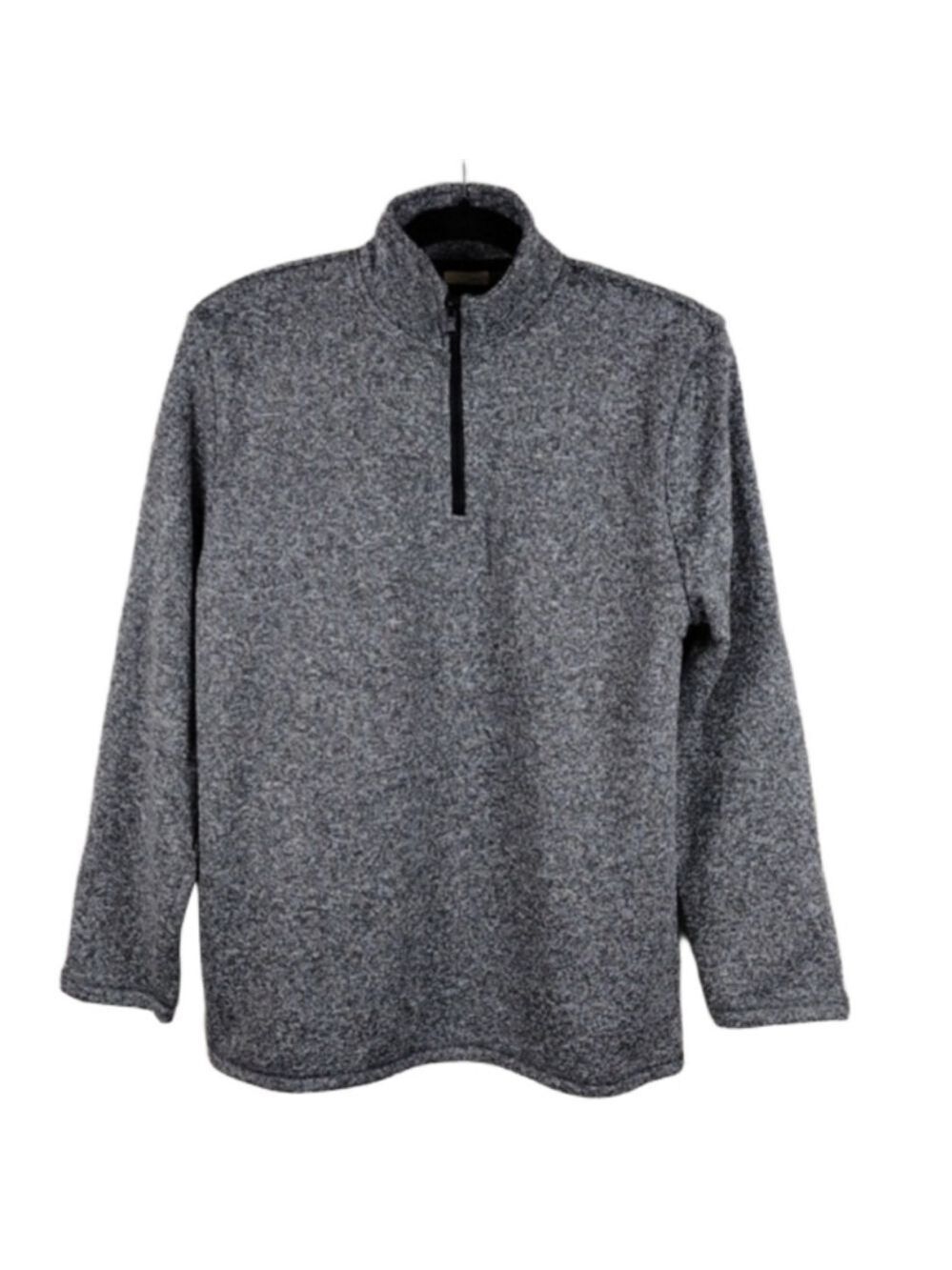 Thereabouts Grey Black Marbled Stand Up Collar 1/4 Zip Long Sleeve Sweater